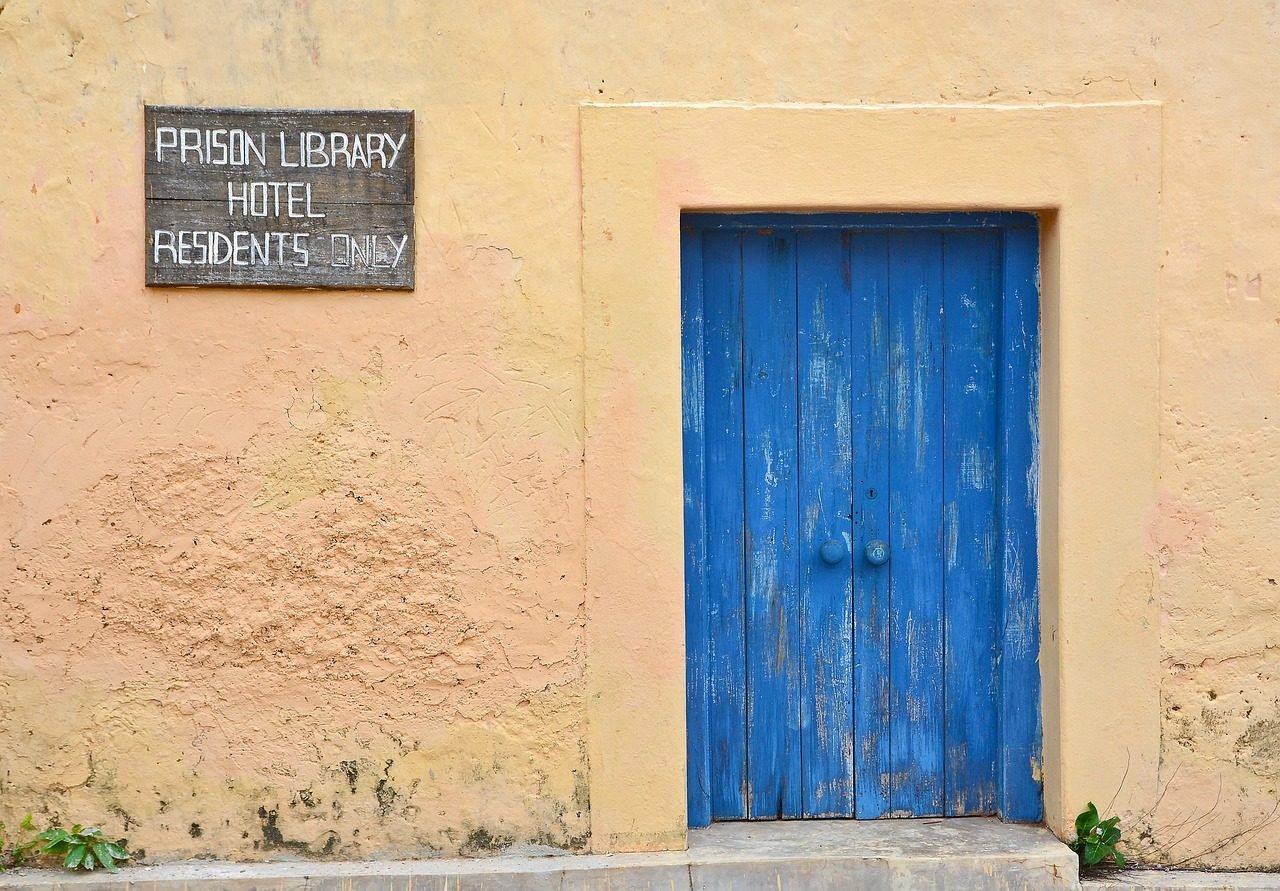 Blue Stone Town doorway for a culture and spice itinerary