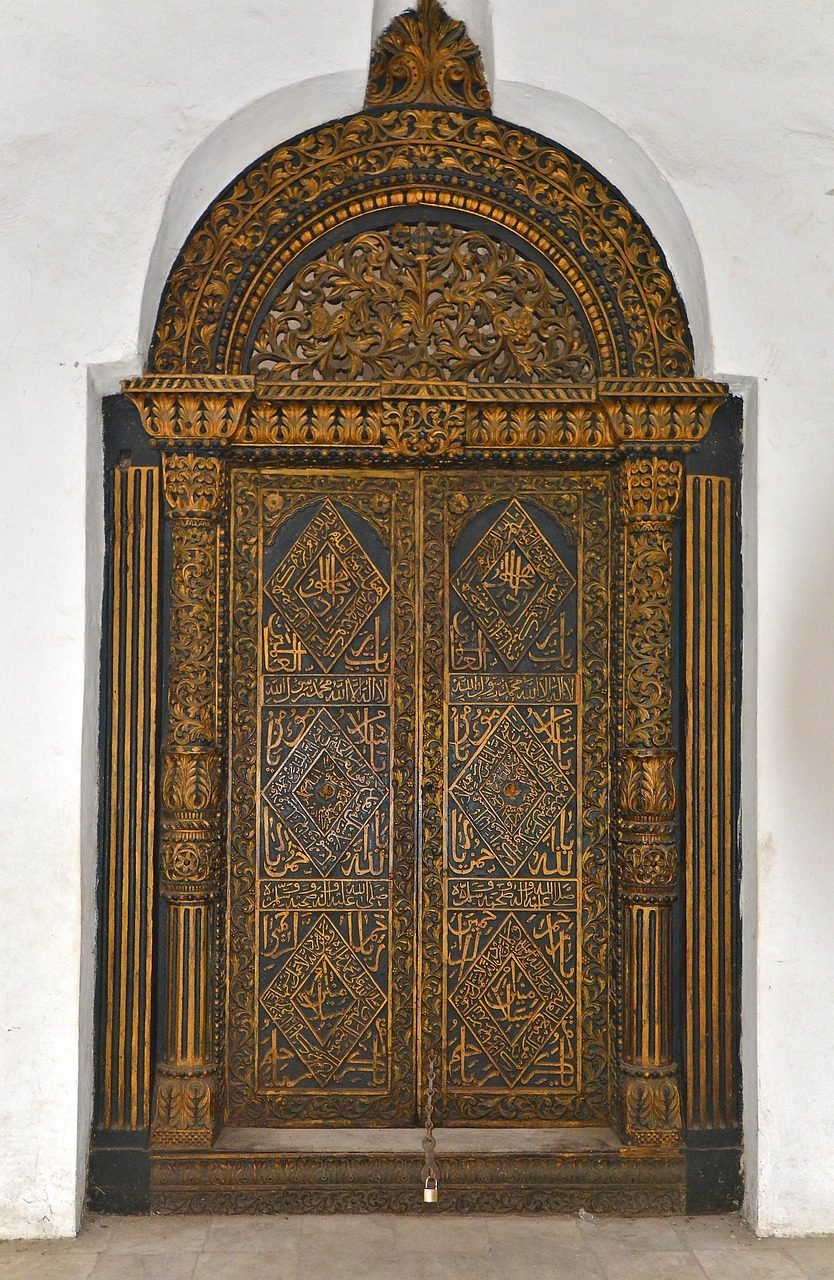 Carved wooden doorway in Stone Town Zanzibar